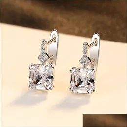 Stud Stud Fashion 100 925 Sterling Sier Earrings Pink Gem For Women Wedding Engagement Fine Jewelry Gift Drop Delivery Dhrtc