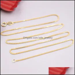 Kedjor riktiga 18k gula guldhalsband 1mmw kvinnor vetekedja 19 6 tum 1 82 1g d ren kedjor droppleverans smycken halsband h￤ngen dh2hz