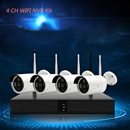4CH 1080P HD Wireless NVR Kit P2P 720P Indoor Outdoor IR Night Vision Security 1 0MP IP CCTV Camera WIFI CCTV System314z