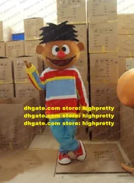 Smart Brown Little Boy Ernie Mascot Costume Mascotte Lad Spadger Sesame Street With Colorful Shirt Blue Pants No.1947 Free Ship