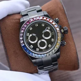Mens Watch Designer Diamond Watches.7750 Automatisk rörelse lyxklockor Size 40mm Timing Stoppwatch Sapphire Glass Waterproof 100m High End Watchs Orologio.