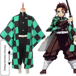 Anime Demon Slaye cos kamado Tanjirou Cospaly Anime Costume Pełny zestaw animacja Cosplay Cosplay For Man Role Gra Gra Role Suit J220720