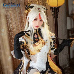 COS NINGGUANG Costume Genshin Impact Female Cosplay Dress Game Wig Liyue 7star Full Set Halloween Party Winter Outfit Minform J220720