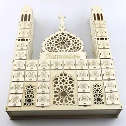 Eid Mubarak Countdown -Kalender Diy Ramadan Ornamente Holzschubladen Party Dekor 210610246u