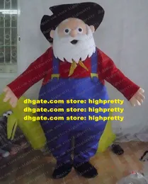 Handsome Mascot Costume Pink Stinky Pete Miner Pitman Groover Collier Adult Size With Black Round Hat White Beard No.6929