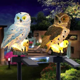 Güneş enerjili LED ışıklar bahçe bahçe ev baykuşu çim lambası süsü hayvan kuşu dış dekor heykel bahçe heykelleri T200117246m