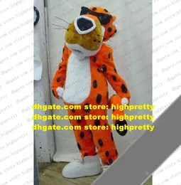 Trajes de mascote da moda laranja Cheetos Cheetah Leopard Panther Pard com barba longa barriga branca cauda fina nº1846