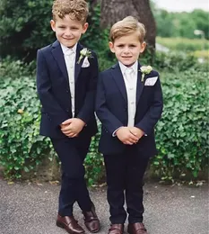 2 Pieces Navy Suit Wedding Boy Tuxedos Two Button Formal Wear Kids Costume for Prom Party Ring Boy Suit Blazer Pants