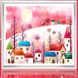 5d Diy Diamond Painting Snow Town Warm Winter Diamond Bordery Cross Cross Stitch Cullydone Home Decoration Crafts 67 57cm201i