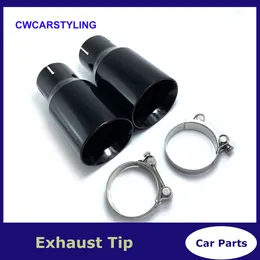 1 PC Car Muffler Glossy Black Stainless Steel Universal Exhaust System End pipe Car Tip For Mazda BMW Benz Audi VW