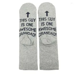 Men's Socks Men Funny Long Crew Unisex This Guy Is One Awesome Dad Letters Printing Combed Cotton Ribbed Knitted Hosiery Fathers Gifts