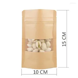 2022 new Storage Bags 10x15CM Stand Up Pouch Kraft With Tear Notch And Matte Window Heat Sealable Food Bag