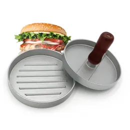 Tencere Parçaları Burger Et Küfü Yuvarlak Hamburger Pres Alüminyum Alaşım Sığır Izgara Kalıp Patty Maker Yapışmaz Kaplamalı Ahşap Tapı Yaratıcı Mutfak Araçları VTMTL0339