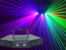 6 Lens DMX 512 RGB Full Color Scan Stage Laser Lighting Sixeyes 16 Patterns Laser Beam Light Home Party DJ Disco Laser Projector 1299714