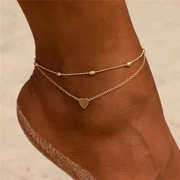 Anklety Wukalo proste serce żeńskie boso szydełkowe sandały nogi biżuterii na bransoletce kostki dla kobiet