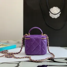 10a Mirror Quality Sheepskin Luxe Designer Mini Vanity Case Women Cosmetic Bags Chain Handtas met doos C106