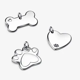 925 Sterling Silver Charms Engraved Claw Shaped Pet Collar Tag Pendant Fit Original European Charm Bracelet Fashion Pet Jewelry Accessories