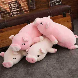 75Cm Super Soft Pig Filled Doll Lying Plush Piggy Toy Animal Soft Plushie Hand Warmer Cushion Blanket Kids Baby Comforting Gift J220729