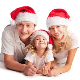 3pcs/çok kalın peluş Noel şapkası Navidad Yeni Yıl Anneler ve Bebeğin Noel Şapkaları Aile Üyeleri Noel Baba Hediyeleri Sıcak Kış Kapakları