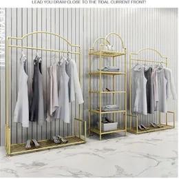 Storek odzieżowy Display Rack Nano Gold Shelf Meble Komercyjne Lekkie luksusowy sklep damski sklep ubrań stojaki na wiszącą półkę 327x