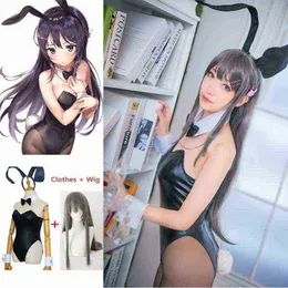 Buta yarou wa anime seishun tavşan kız senpai no yume wo minai cosplay kostümü mai sakurajima cos seksi kadınlar tulum j220720