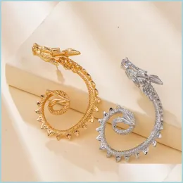 Stud Stud VG 6YM 2021 Fashion Punk Style Dragon Earrings Simple Design Gold Color Metal For Women Party Jewelry Wholesale Drop Delive DHPRT