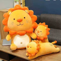 1PC 50 cm Kawaii Smile Lion pluszowa zabawka kreskówka Sunshine Lion King poduszka wypełniona miękka poduszka zwierzęta dla dzieci Prezent J220729