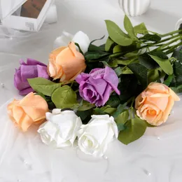 装飾的な花シミュレートされた手保湿ローズバッド人工花シングルエリー擬似ブラクトPO小道具結婚式の装飾品