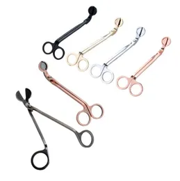 2022 Candle Wick Trimmer Stainless Steel scissors trim wick Cutter Snuffer Round head 18cm Black Rose Gold Silver Red Bronze Wholesale