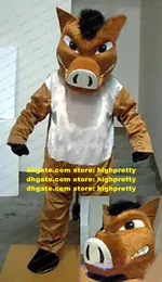 Lively Brown Wild Boar Mascot Costume Mascotte Pig Hog Swine Sus Scrofa With Big Eyes Fierce Face Adult Size No.609 Gratis fartyg