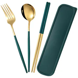 Besteck-Sets, Essstäbchen-Set, Geschirr, Reiselöffel, Stahlutensilien, Besteck, Edelstahl, tragbarer Koffer, Gabel, Besteck, Campinggabeln, Salat