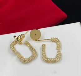 Famosi orecchini con ciondolo a forma di diamante CZ, orecchini a bottone in oro classico con lettera d'oro, orecchini da donna, da donna, festa di nozze, regalo di fidanzamento