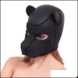 Máscaras de festa marca moda moda acolchoada látex role de borracha máscara de cachorro puppy cosplay fl com orelhas 4 color y20010 entrega de gota home dh1kq