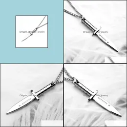 Chains Fashion Jewelry Unique Shape Titanium Steel Dagger Pendant Necklace Chains Drop Delivery Necklaces Pendants Dha2H