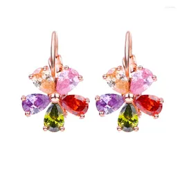 Backs Earrings Bettyue Brand Fashion Charm Wholesale Multicolor Zircon Flower Shape Jewelry Clip For Woman Wedding Party Gifts