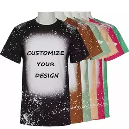 Festive Festes Supplies Blank Bleach camisetas sublimação camisas branqueadas solicitações de branqueamento personalizadas disponíveis camisa branqueada falecida unissex camisetas impressas para sublimação