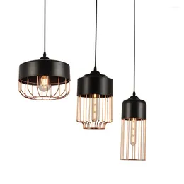 Pendelleuchten Mode Rose Gold Lichter Eisennetz Home Decor Nordic Küche Hängelampe Modernes Schlafzimmer Loft Deckenbeleuchtungskörper