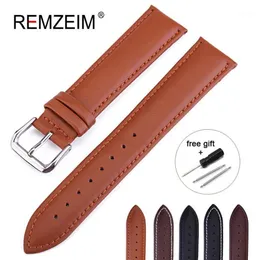 Remzeim 가죽 watchband 스트랩 16 18 20 22 24 mm 스테인리스 스틸 버클 남성 여성 교체 밴드 시계 액세서리 1274h