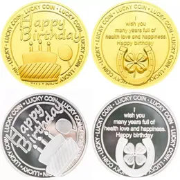 Arti e mestieri badge di buon compleanno monete in oro argento monete commemorative in metallo in rilievo monete per la fortuna di compleanni medaglioni b1107