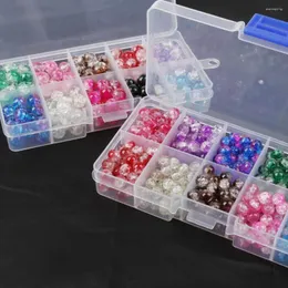 Beads Craft DIY Crackle Art Set di ciondoli rotondi in vetro di cristallo 6MM 8MM 10 colori con scatola organizer per bracciale