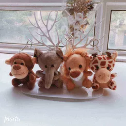 1220Cm Cute Forest Animals Stuffed Doll Plush Jungle Series Animal Lion Tiger Giraffe Elephant Toy Pendant Keychain kids Gift J220729