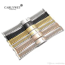 CARLYWET 20mm Whole Hollow Curved End Solid Screw Links Steel Replacement Jubilee Watch Band Bracelet For Datejust222N