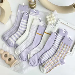 Skarpetki Hosiery New Taro Purple Fashion Socks Strasze Pilad Wysokiej jakości bawełniane skarpetki Kobieta japońska koreańska harajuku słodka skarpetka skarpetki t221102