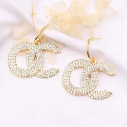 Designer Women Earrings 18K Gold Plated Earring Ear Stud Designers Brand Double Letter Crystal Rhinestone Geometric Classic Wedding Party