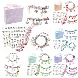 Charm Bracelets Kit de Pulseiras para Mulheres Acessórios para Fazer Jóias Conjunto de Charms de Metal para Crianças Feitas à Mão Contas Macroporosas Trend Hand String 221105