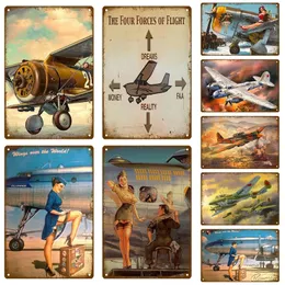 Airplane Car Metal Painting Retro Decorative House Metal Signs Plate Posters On The Wall Tin Sign Vintage Poster Decor Art Room Decoration 20cmx30cm Woo