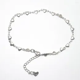 Anklets 304 Stainless Steel Anklet Silver Color Love Heart For Women Beach Barefoot Leg Chain Bracelets Jewelry 1 Piece