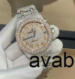 Diğer Saatler Cashjin Hiphop Saati Özel Erkek Kadınlar İzler Elmas Izlatılmış Lüks Moda Bling Dial Çember Band VVS Moissanit Saat Msuq2208