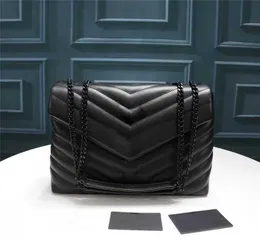 Gerçek otantik kaliteli tasarımcı loulou çantası büyük omuz zincirleri çapraz kavrama çantaları cüzdanlar gerçek buzağı derisi deri çantalar