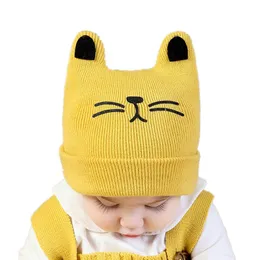 ファッションかわいい漫画ベアイヤーベビーハット秋の冬幼児幼児帽子ソフトウォーム刺繍ビーニーボーイガールニットボンネット3-36ヶ月